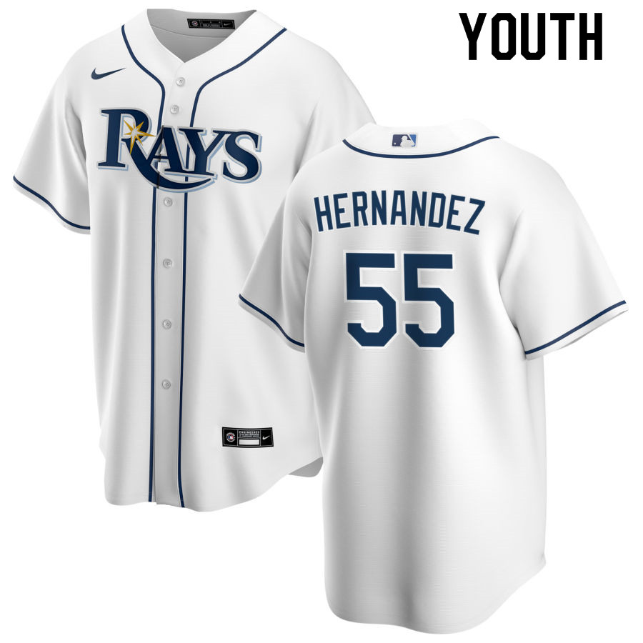Nike Youth #55 Ronaldo Hernandez Tampa Bay Rays Baseball Jerseys Sale-White - Click Image to Close